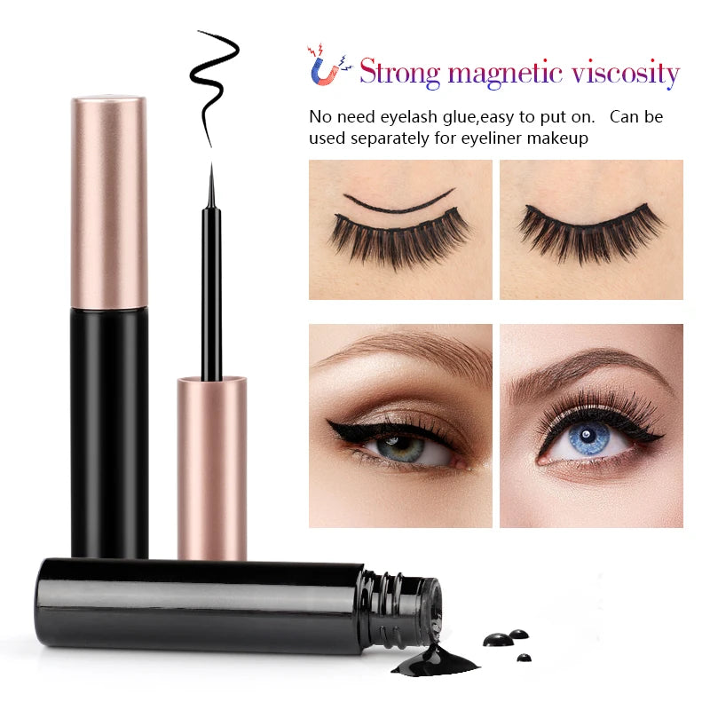 2/3/4 Pairs Magnetic Eyelashes Set Waterproof Liquid Eyeliner Tweezer Wispy False Eyelashes Dramatic 3D Mink Lashes Makeup Tools