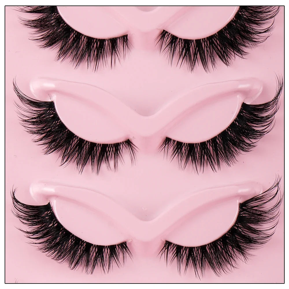 5 Pairs of Faux Mink Cat Eye Lashes - Natural Long Manga Style with Winged Ends for Enhanced Eye Elongation